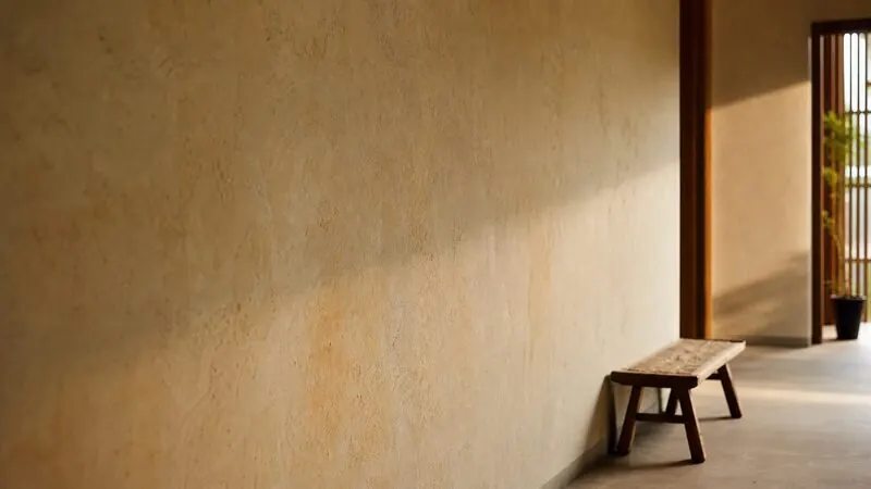 Hand-troweled lime plaster wall