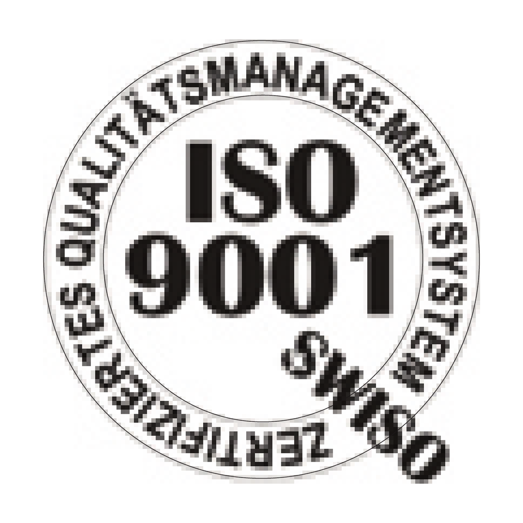 Certified ISO 9001 quality management system, Swiss