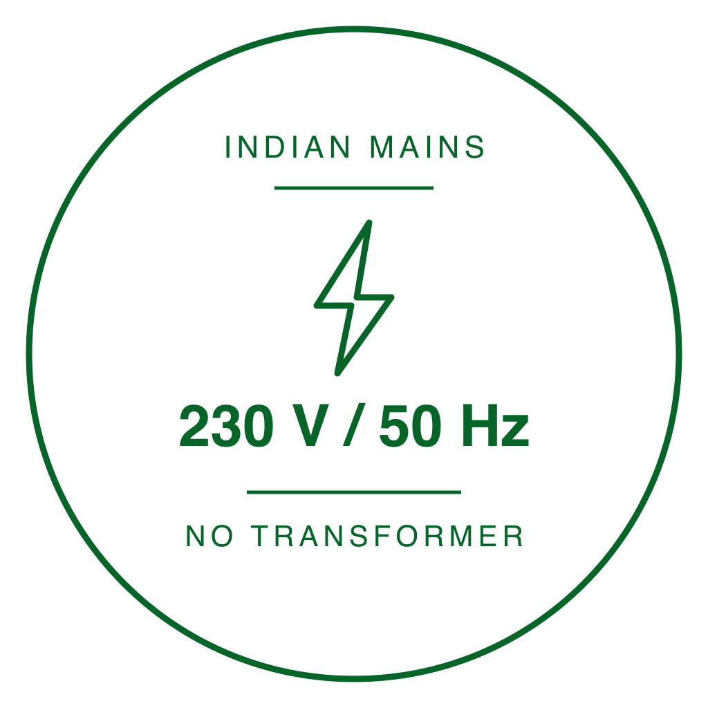 230 V 50 Hz Indian mains, no transformer