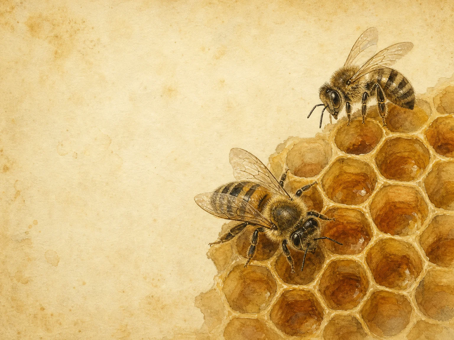 Beeswax (Apis mellifera) — botanical watercolour. Breathable Sealant.