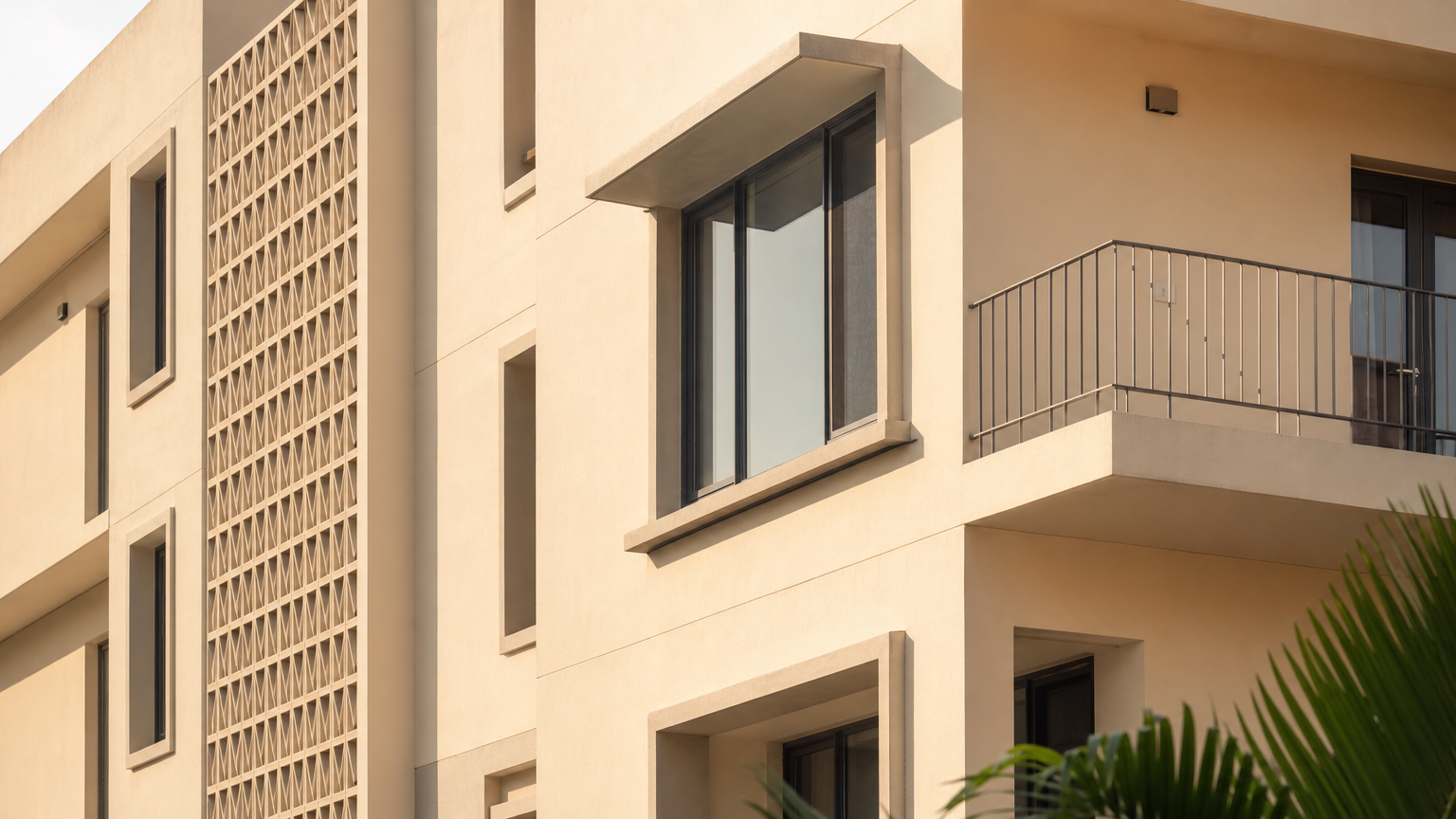 Weathered exterior facade with mineral silicate coating
