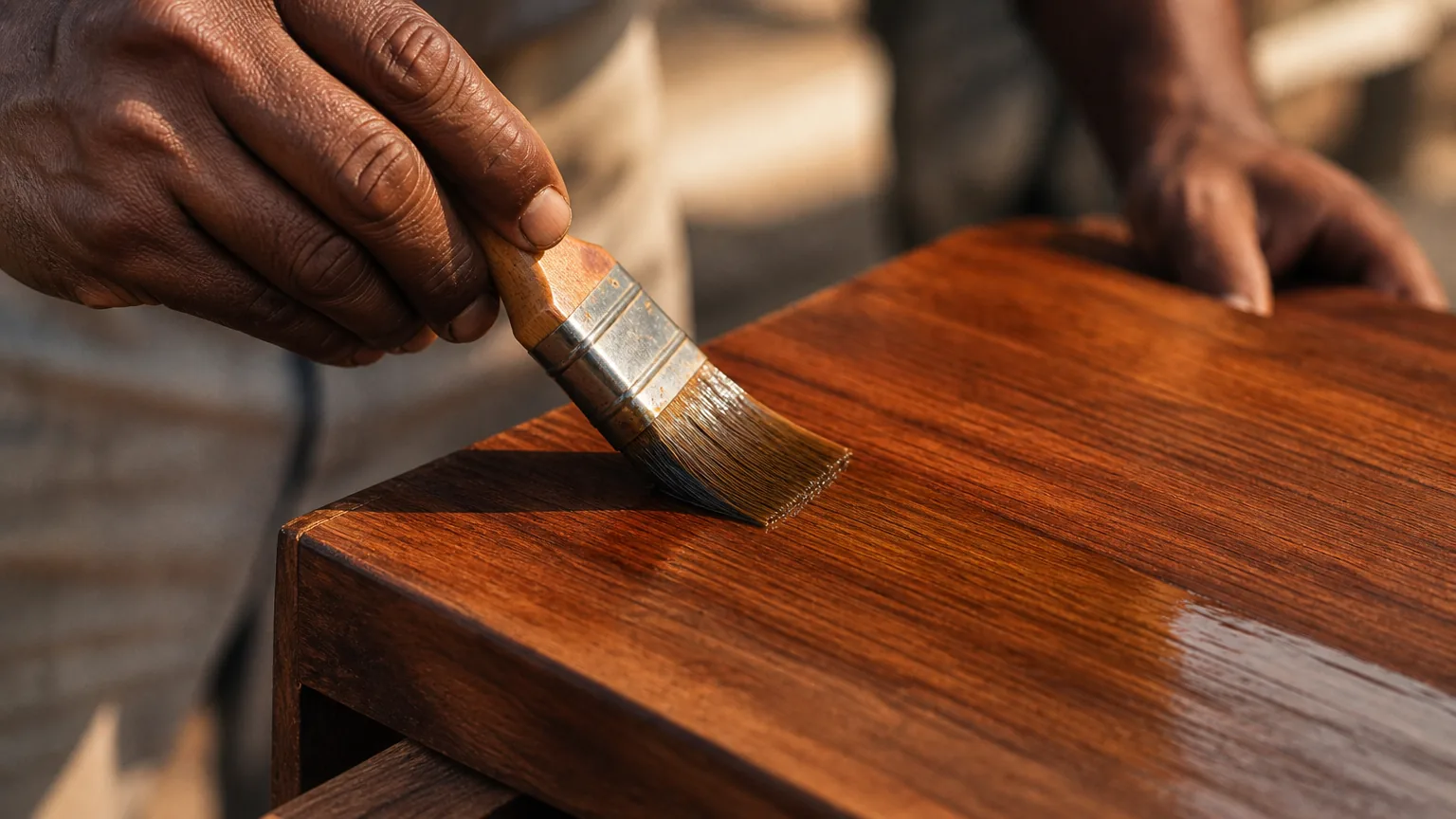 Even thin coverage across timber cladding boards, brush following the grain