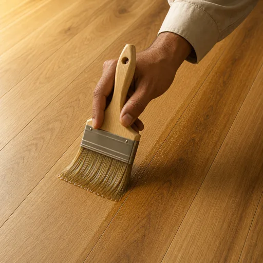 Indian craftsman brushing thin second coat of hardwax oil along the oak grain