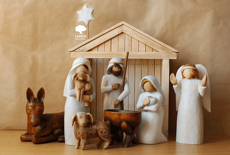 Hand-Carved Wooden Nativity Scene