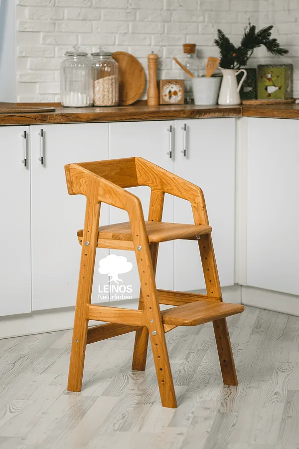 Adjustable Children's High Chair in Solid Wood