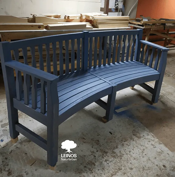 Curved Garden Bench Painted in Blue