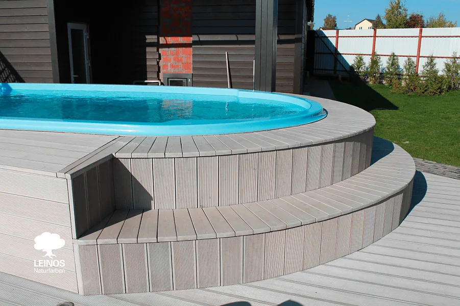 Pool Deck with Grey-Toned Wood Surround